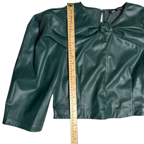 NWT Zara Faux Green Leather Crop Top New Size M - Picture 4 of 5